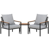 Gardeon 3PC Outdoor Furniture Bistro Set Lounge Setting Chairs Table Patio Black - Close-Up Angle
