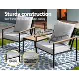 Gardeon 3PC Outdoor Furniture Bistro Set Lounge Setting Chairs Table Patio Black - 45-Degree Angle