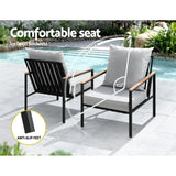 Gardeon 3PC Outdoor Furniture Bistro Set Lounge Setting Chairs Table Patio Black - Rear View