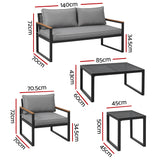 Gardeon Outdoor Sofa Set 3 Seater Corner Modular Lounge Setting Steel - Front View