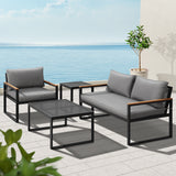 Gardeon Outdoor Sofa Set 3 Seater Corner Modular Lounge Setting Steel - Close-Up Angle