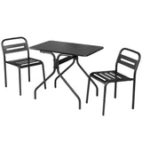 Gardeon 3PC Outdoor Bistro Set Patio Furniture Steel Table and Chairs Black - Close-Up Angle