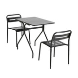 Gardeon 3PC Outdoor Bistro Set Patio Furniture Steel Table and Chairs Black - Side View