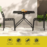 Gardeon 3PC Outdoor Bistro Set Patio Furniture Steel Table and Chairs Black - Top-Down View