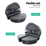 Gardeon Sun Lounge Setting Wicker Lounger Day Bed Outdoor Furniture Patio Black - 45-Degree Angle