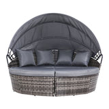 Gardeon Sun Lounge Setting Wicker Lounger Day Bed Outdoor Furniture Patio Grey - Side View
