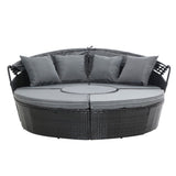 Gardeon Sun Lounge Setting Wicker Lounger Day Bed Patio Outdoor Furniture Black - Side View
