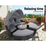 Gardeon Sun Lounge Setting Wicker Lounger Day Bed Patio Outdoor Furniture Black - Rear View