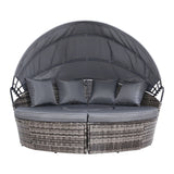 Gardeon Sun Lounge Setting Wicker Lounger Day Bed Patio Outdoor Furniture Grey - Side View