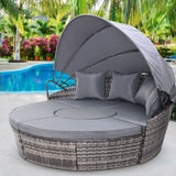 Gardeon Sun Lounge Setting Wicker Lounger Day Bed Patio Outdoor Furniture Grey - Low Angle