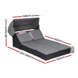 Gardeon Outdoor Day Bed Sun Lounge Setting Wicker Lounger Patio Furniture - Side View