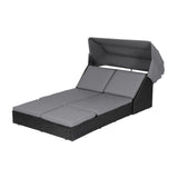 Gardeon Outdoor Day Bed Sun Lounge Setting Wicker Lounger Patio Furniture - Top-Down View