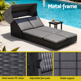 Gardeon Outdoor Day Bed Sun Lounge Setting Wicker Lounger Patio Furniture - 45-Degree Angle