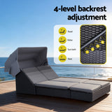 Gardeon Outdoor Day Bed Sun Lounge Setting Wicker Lounger Patio Furniture - Rear View