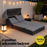 Gardeon Outdoor Day Bed Sun Lounge Setting Wicker Lounger Patio Furniture - Close-Up Angle