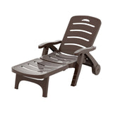 Gardeon Sun Lounger Folding Lounge Chair Wheels Patio Outdoor Furniture Brown - Close-Up Angle
