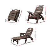 Gardeon Sun Lounger Folding Lounge Chair Wheels Patio Outdoor Furniture Brown - Front View
