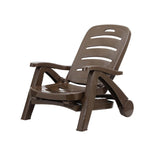 Gardeon Sun Lounger Folding Lounge Chair Wheels Patio Outdoor Furniture Brown - Side View