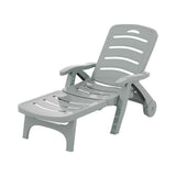Gardeon Sun Lounger Folding Lounge Chair Wheels Patio Outdoor Furniture Grey - Close-Up Angle