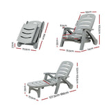 Gardeon Sun Lounger Folding Lounge Chair Wheels Patio Outdoor Furniture Grey - Front View