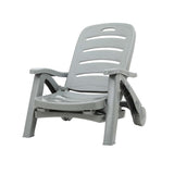 Gardeon Sun Lounger Folding Lounge Chair Wheels Patio Outdoor Furniture Grey - Side View