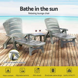 Gardeon Sun Lounger Folding Lounge Chair Wheels Patio Outdoor Furniture Grey - Top-Down View