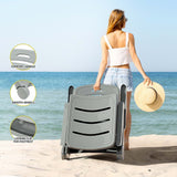 Gardeon Sun Lounger Folding Lounge Chair Wheels Patio Outdoor Furniture Grey - Rear View