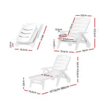 Gardeon Sun Lounger Folding Chaise Lounge Chair Wheels Patio Outdoor Furniture - Front View