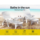 Gardeon Sun Lounger Folding Chaise Lounge Chair Wheels Patio Outdoor Furniture - Top-Down View