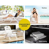 Gardeon Sun Lounger Folding Chaise Lounge Chair Wheels Patio Outdoor Furniture - 45-Degree Angle