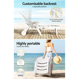 Gardeon Sun Lounger Folding Chaise Lounge Chair Wheels Patio Outdoor Furniture - Rear View