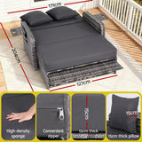 Gardeon Outdoor Day Bed Sun Lounge Setting Wicker Lounger Patio Furniture Grey - Low Angle