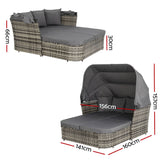Gardeon Outdoor Sun Lounge Setting Patio Furniture Wicker Sofa Garden Day Bed - Front View