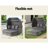 Gardeon Outdoor Sun Lounge Setting Patio Furniture Wicker Sofa Garden Day Bed - 45-Degree Angle