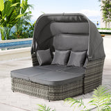 Gardeon Outdoor Sun Lounge Setting Patio Furniture Wicker Sofa Garden Day Bed - Close-Up Angle