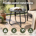 Gardeon Outdoor Side Table Steel Frame for Patio Balcony Garden Black