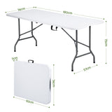 Gardeon 180cm Folding Table Portable Fold-in-Half with Handle Camping Picnic - Front View