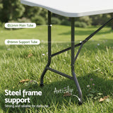 Gardeon 180cm Folding Table Portable Fold-in-Half with Handle Camping Picnic - Rear View