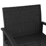 Gardeon 3PC Patio Furniture Bistro Set Wicker Outdoor Lounge Setting Black - Close-Up Angle