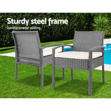 Gardeon 3PC Patio Furniture Bistro Set Wicker Outdoor Lounge Setting Grey - Top-Down View