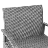 Gardeon 3PC Patio Furniture Bistro Set Wicker Outdoor Lounge Setting Grey - Close-Up Angle