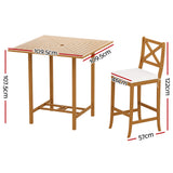 Gardeon 5-Piece Outdoor Bar Set Acacia Wood Bistro Patio Table Stools - Front View