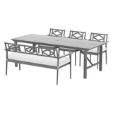 Gardeon Outdoor Dining Set 5 Piece Wooden Table Chairs Setting Grey - Close-Up Angle