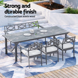 Gardeon Outdoor Dining Set 5 Piece Wooden Table Chairs Setting Grey - Top-Down View