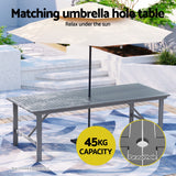 Gardeon Outdoor Dining Set 5 Piece Wooden Table Chairs Setting Grey - Rear View