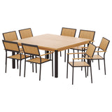 Gardeon Outdoor Dining Set 9 Piece Wooden Table Chairs Setting - Side View