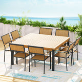 Gardeon Outdoor Dining Set 9 Piece Wooden Table Chairs Setting - Top-Down View