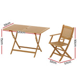 Gardeon Outdoor Dining Set 7 Piece Wooden Table Chairs Setting Foldable - Front View