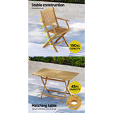 Gardeon Outdoor Dining Set 7 Piece Wooden Table Chairs Setting Foldable - Rear View