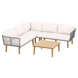 Gardeon 5-Seater Outdoor Sofa Set Wooden Lounge Setting Aluminum - 45-Degree Angle